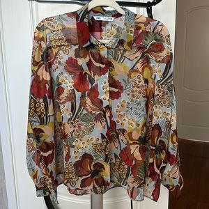 ZARA flower blouse, Size L